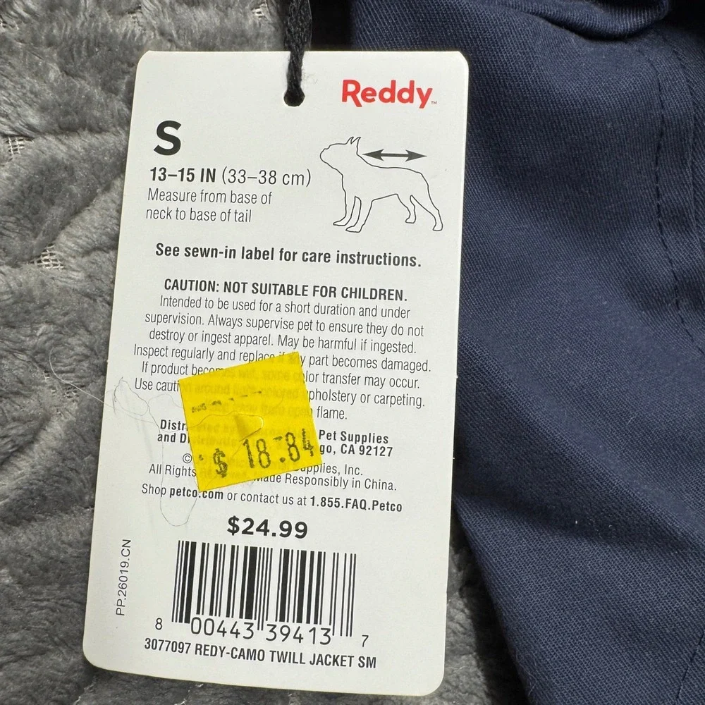Reddy Navy Blue Lined Surplus Dog Jacket Camo Lining‎ Small 3077097 (1462)